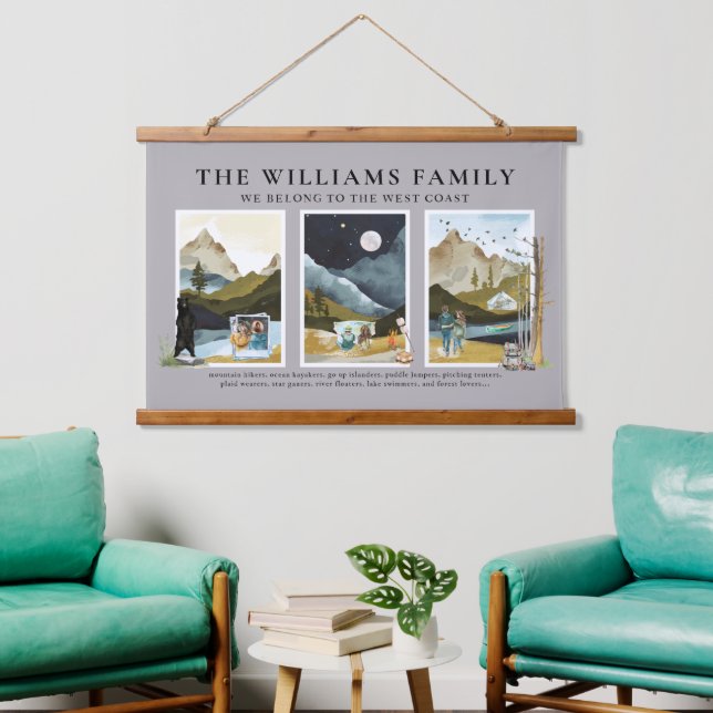 Tapisserie Suspendue Nous appartenons à la côte ouest | Aquarelle rusti (Salon)