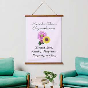 Tapisserie Suspendue Novembre Mois de naissance Fleur Chrysanthème