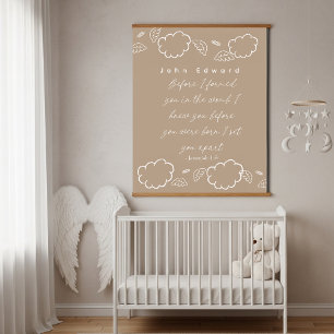 Tapisserie Suspendue Nuage de nom personnalisé Jérémie 1:5 Nurserie Bei