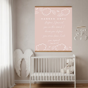 Tapisserie Suspendue Nuage de nom personnalisé Jérémie 1:5 Nurserie ros