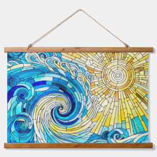 Tapisserie Suspendue Ocean Wave Sun mosaïque art