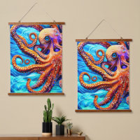 Octopus Whimsical Cubisme d'onde de l'océan bleu
