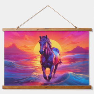 Tapisserie Suspendue Œuvre d'art époustouflante de cheval au coucher du