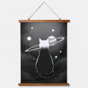 Tapisserie Suspendue Œuvre d'art murale de chat cosmique en orbite — Mi