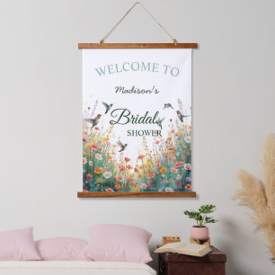 Tapisserie Suspendue Oiseaux aquarelle printemps monogramme floral Fleu