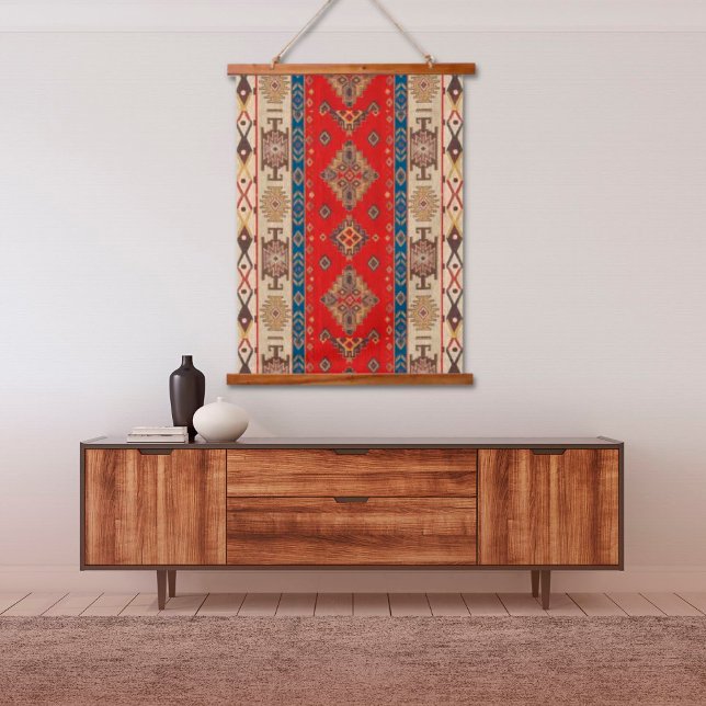 Tapisserie Suspendue Oriental Pale Or Rouge Turc Kilim Mur de tapis (Créateur téléchargé)