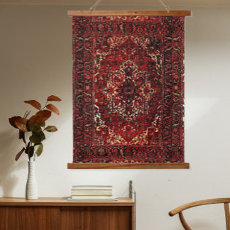 Tapisserie Suspendue Oriental rug design in  dark red