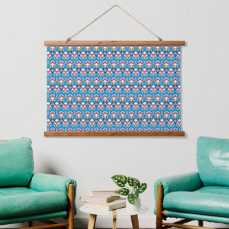 Tapisserie Suspendue Ornement brillant abstrait de couleur bleu rose
