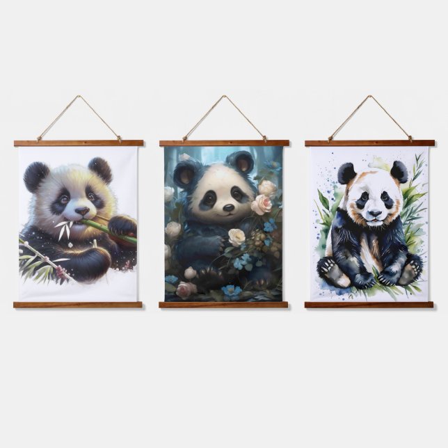 Tapisserie Suspendue Ours de panda adorables (Tripler)