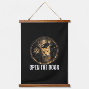 Tapisserie Suspendue Ouvrez La Porte Mème De Chat Drôle Design D'humour