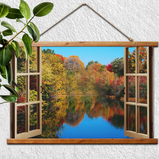 Tapisserie Suspendue Ouvrir la fenêtre Automne Lakeside