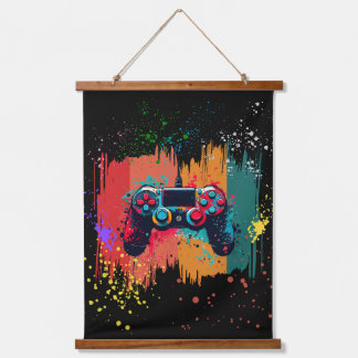 Tapisserie Suspendue Paint Splatter Video Game Controller Art, Gamer