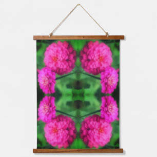 Tapisserie Suspendue Paire de fleurs de Zinnia rose motif abstrait