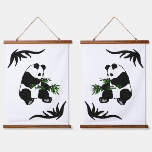 Tapisserie Suspendue Panda géant mange nom bambou
