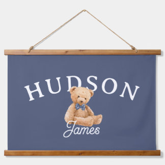 Tapisserie Suspendue Panneau de nom de nurserie ourson bleu décoration