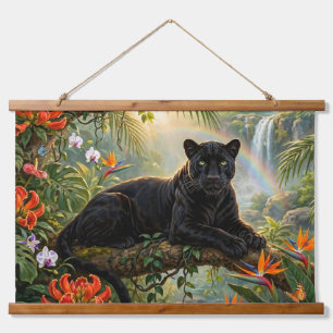 Tapisserie Suspendue Panthère noire Fleurs de la jungle du Kenya Cascad