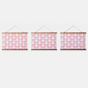 Tapisserie Suspendue Papier d'emballage rouge et rose avec une répétiti