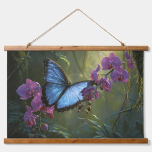 Tapisserie Suspendue Papier peint de forêt aux fleurs violettes et papi