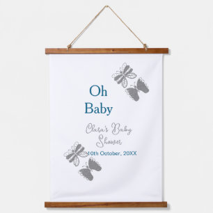 Tapisserie Suspendue Papillon gris bleu baby shower oh bébé moderne tex