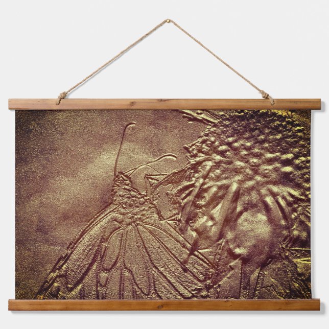 Tapisserie Suspendue Papillon Sculpté En Art Brown Nature (Devant)