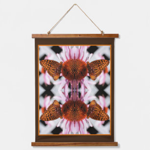 Tapisserie Suspendue Papillon sur Echinacea Fleur Abstrait