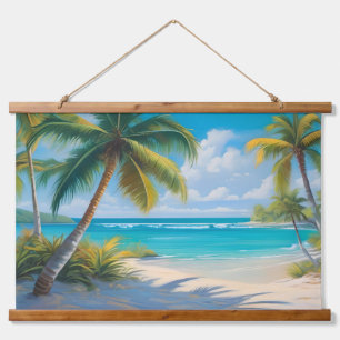 Tapisserie Suspendue Paradis Tropical Coloré Mer & Palmiers