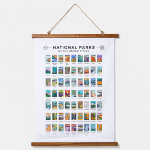 Tapisserie Suspendue Parcs nationaux des États-Unis Liste Vintage