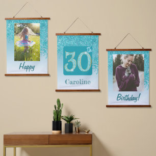 Tapisserie Suspendue Parties scintillant Turquoise décorative 2 Photos 