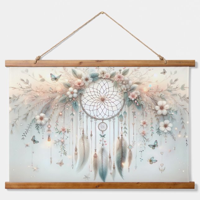Tapisserie Suspendue Pastel Floral Butterfly Dreamcatcher (Devant)