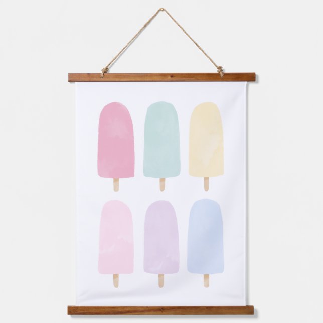 Tapisserie Suspendue Pastel Watercolor Popsicle Girls Room (Recto)