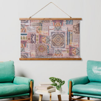Tapisserie Suspendue Patchwork ethnique Abstrait Mur suspendu