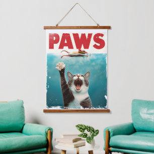 Tapisserie Suspendue PAWS Chat Souris Parodie De L'Affiche De Film Jaws