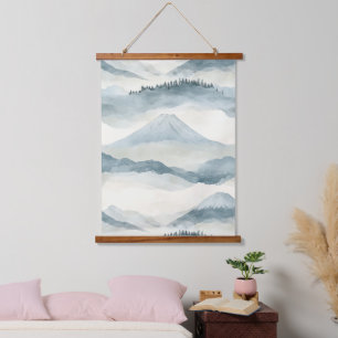 Tapisserie Suspendue Paysage de Montagne enneigée bleu ciel avec Nuages