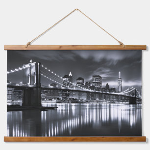 Tapisserie Suspendue Paysage de New York Pont de Brooklyn Monochrome Nu