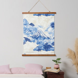 Tapisserie Suspendue Paysage de nuages de crête de neige bleue apaisant