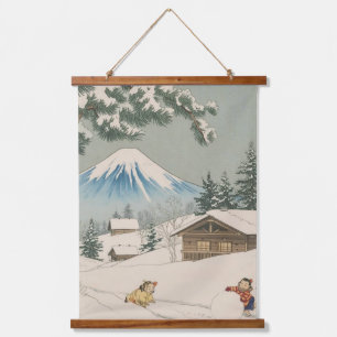 Tapisserie Suspendue Paysage hivernal japonais - style ukoy-e