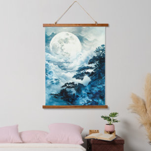 Tapisserie Suspendue Paysage mystique de montagne au clair de lune