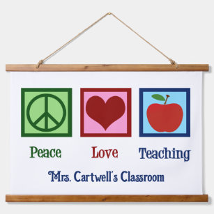 Tapisserie Suspendue Peace Love Enseigner Cute Custom Teacher Classe