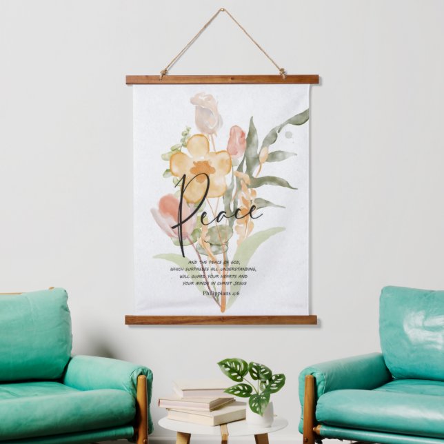 Tapisserie Suspendue Peace-Philippians 4:6 Orange floral (Salon)