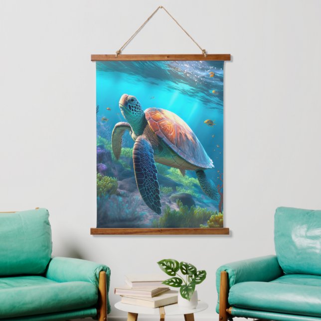 Tapisserie Suspendue Peaceful Turtle Design Wall Decor Hanging Tapestry (Salon)