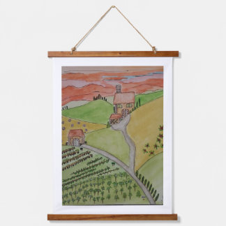 Tapisserie Suspendue Peinture à l'aquarelle originale TOSCANE sur toile