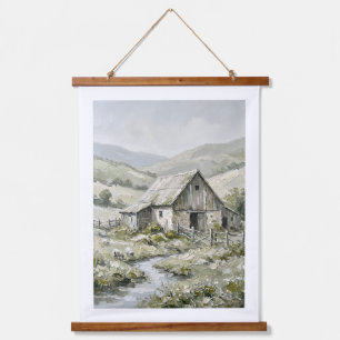 Tapisserie Suspendue Peinture à l'huile de paysage de ferme rustique vi