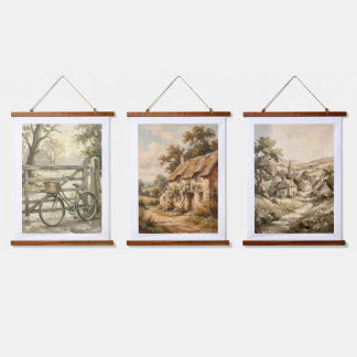Tapisserie Suspendue Peinture à l'huile de paysage de ferme rustique vi