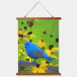 Tapisserie Suspendue Peinture de Bunting Indigo - Art d'origine des ois