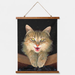Tapisserie Suspendue Peinture de chat Mad - Cute Original Cat Art