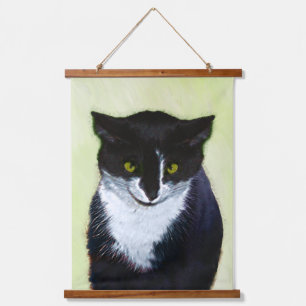 Tapisserie Suspendue Peinture de chat Tuxedo - Cute Original Cat Art
