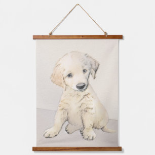 Tapisserie Suspendue Peinture de chiot d'or Retriever - Art de chien or