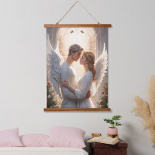 Tapisserie Suspendue Peinture de couple d'ange romantique