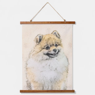 Tapisserie Suspendue Peinture de Pomeranian (Orange) - Art de Chien Ori