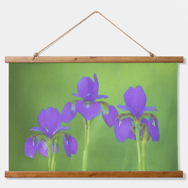 Tapisserie Suspendue Peinture Iris Violet - Art Fleur Originale (Devant)